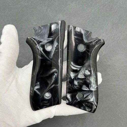 Custom black pearl resin grips - black,